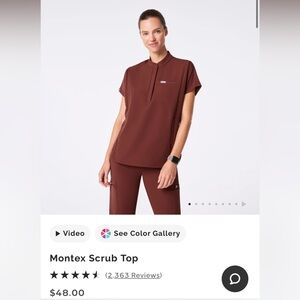 Figs NWT Walnut Montex Scrub Top XXS